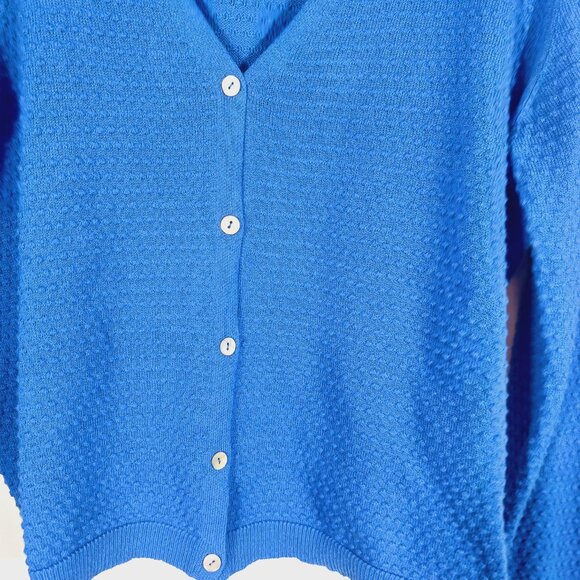 Draper James RSVP Royal Blue Textured Dot Lt. Wt., Cardigan Sweater - Size Large - Picture 10 of 16